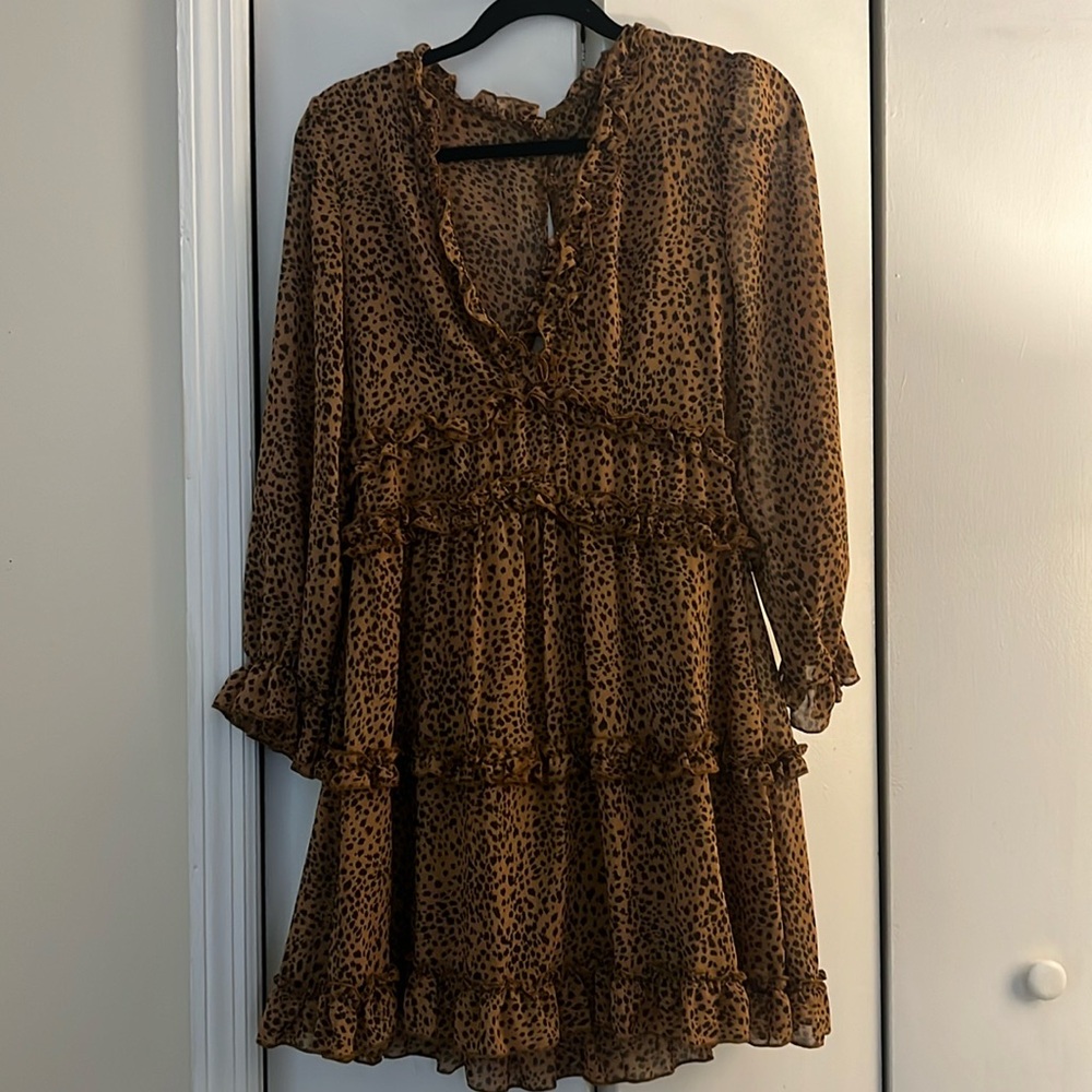 Cheetah print open back dress